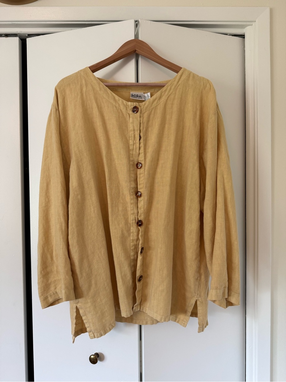 Kiko linen button front top